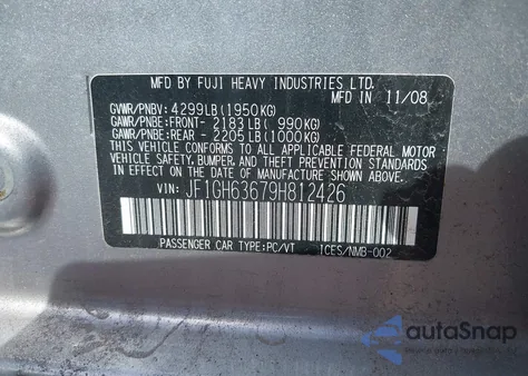 2009 Subaru Impreza Outback Sport из США, поврежденный, VIN JF1GH63679H812426